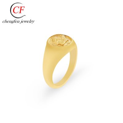 [COD] European and cross-border personalized fashion stainless steel angel ring ladies electroplated 18K gold titanium