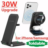 ZZOOI 30W Wireless Charger Stand For IPhone 14 13 12 Samsung Apple Watch 3 In 1  Fast Charging Dock Station for Airpods Pro IWatch 7