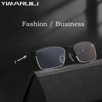 YIMARUILI Ultra-Light แฟชั่นธุรกิจโลหะผสมครึ่งกรอบกรอบแว่นตา R Square Optical Prescription แว่นตากรอบ Men