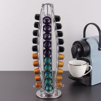 Nespresso Pod Holder หมุนได้40 PCS แคปซูลโลหะ Rack Storage Stand Rack ชุบสแตนเลส Curve หมุนกาแฟ Rack