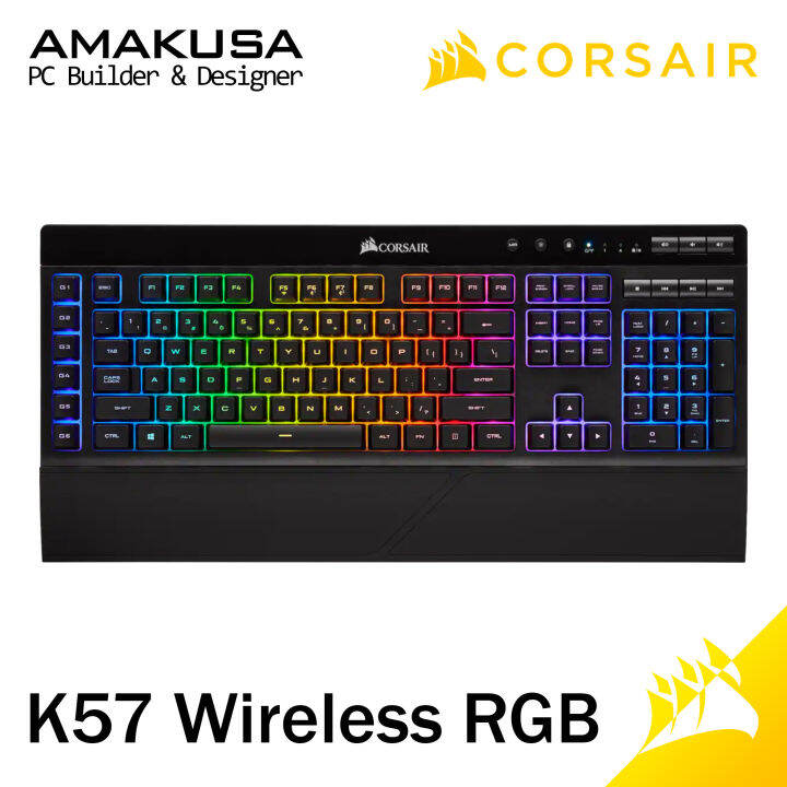 Corsair K57 RGB Wireless Gaming Keyboard iCUE LED Backlight Rubber Dome