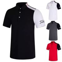 Titleist Taylormadeorrheia Malbonทที่ J.lindeberg เสื้อกางเกงเล่นกอล์ฟผู้ชายเสื้อยืดแขนสั้นเสื้อยืดเครื่องแบบกีฬาระบายอากาศกลางแจ้งแห้งเร็วเสื้อโปโลลำลอง