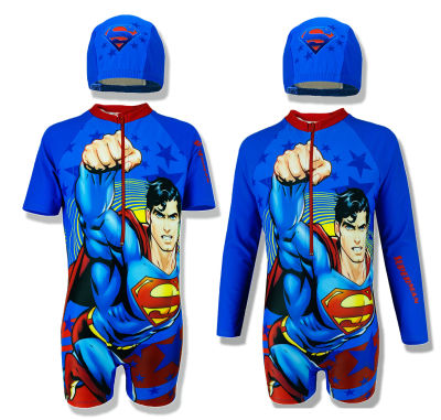 DC ชุดว่ายน้ำเด็ก swimwear ชุดว่ายน้ำเด็กลายการ์ตูน ซุปเปอร์ฮีโร่ ซุปเปอร์แมน Superman ลิขสิทธิ์แท้ ผ้าคุณภาพดี เด็กโต