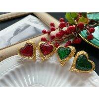 271 Retro Vintage European And American Baroque Gold-Plated Color-Preserved Glass Love Earrings Screw Ear Clips