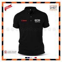 Polo T-Shirt Sulam Canon EOS Digital Camera Baju Lelaki Cotton Embroider Fashion