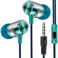 หูฟังอินเอียร์แบบเสียบเสียงเบสหูฟังมีสายโลหะสำหรับ Xiaomi Samsung Huawei (สีเขียว) (จำหน่ายเอง)