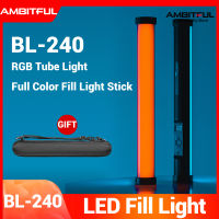 AMBITFUL BL-240 RGB สีเติม,ป้ายสำหรับถือ LED แสงไฟสำหรับถ่ายภาพ Ice Light แท่งระบายสี,แสงกลางแจ้งแบบพกพา,Soft Light