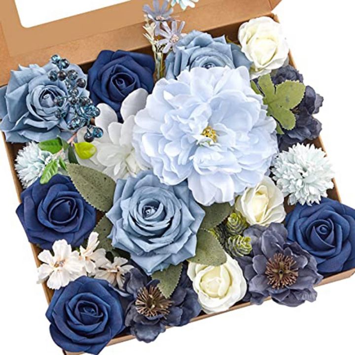Artificial Flowers Fake Dusty Blue Peony Flowers Combo for DIY ...