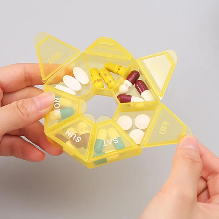 CUTICATE Weekly Pill Organizer with Lid Pill Holder Pill Case Small