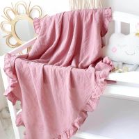 [High-end blanket] ผ้าห่มผ้าตาข่ายผ้าฝ้ายแข็งสำหรับเด็กทารกขนาด100X120ซม. ผ้าเช็ดตัวอาบน้ำเด็กทารกผ้าตาข่ายผ้าฝ้ายย่นผ้าคลุมผ้าฝ้ายมีระบาย