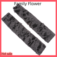 Family Flower Flash Sale ถุงมือฮาโลวีนแบบไม่มีนิ้วสไตล์กอทิกสุดเซ็กซี่, ถุงมือคอสเพลย์สีดำมีรอยขาดตกแต่งสำหรับผู้ใหญ่1คู่