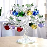 Crystal Art Apple Tree Ornaments Apples Glass Fengshui Crafts Home Decor Figurines Christmas Gift Souvenir Home Decor