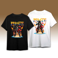 เสื้อยืดคอกลม สกรีนลาย PIRATE KING แขนสั้น  ผ้า COTTON 100%