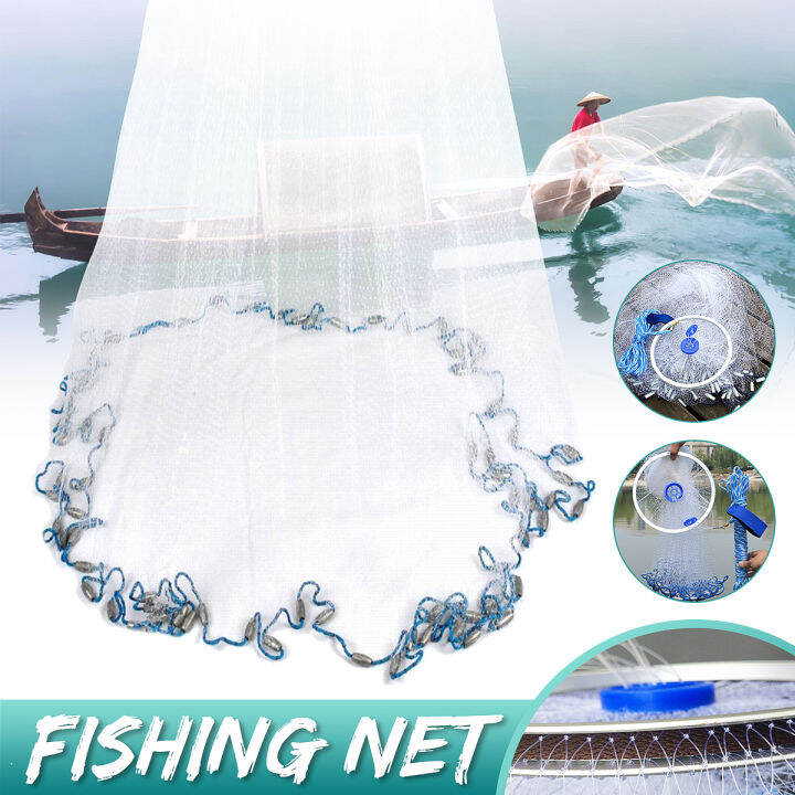 10ft Fishing Net Bait Easy Hand Throw Casting Strong Nylon Mesh with