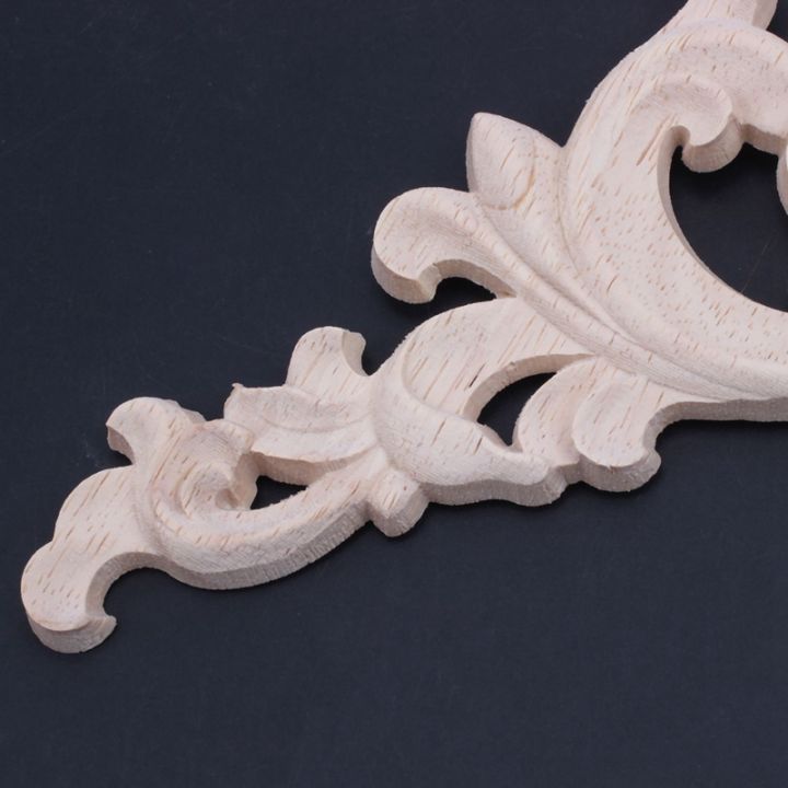 2x-20-x-20cm-rubber-wood-oak-carved-corner-onlay-applique-cabinet-unpainted
