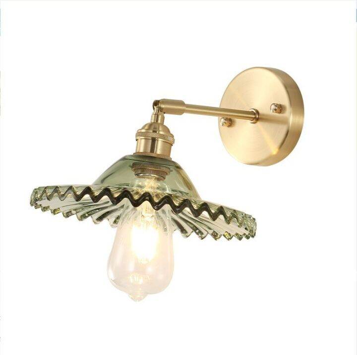 nordic-simple-brass-glass-wall-lamp-japanese-retro-model-room-restaurant-bedroom-bedside-ho-small-umbrella-wall-lamp