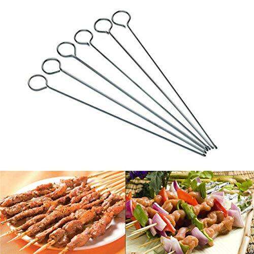 BBQ Skewer Stainless 6 Pack Barbecue Skewers Heavy Duty Metal Skewers