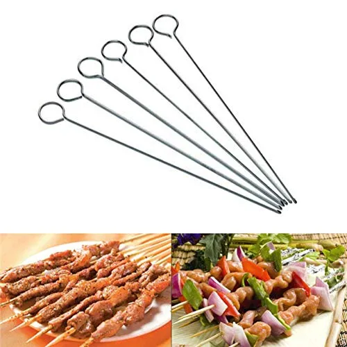 Top Juan 6 Pack Barbecue Skewers Heavy Duty Metal Skewers Set | Lazada PH