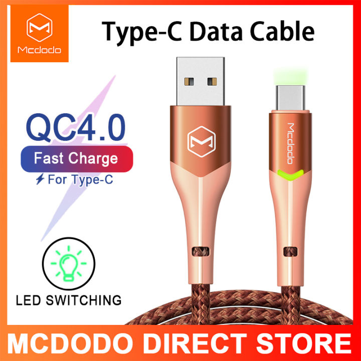 mcdodo-type-c-qc4-0สูงสายชาร์จ-led-usb-c-3a-สายสำหรับข้อมูลซัมซุงโน้ต10-huawei-mate-30-xiaomi-pro-macbook-โทรศัพท์มือถือ