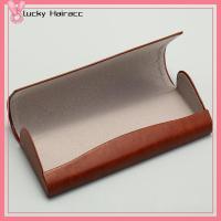 LUCKY HAIRACC ฟรอสติ้ง เคสแว่นตาหนังสไตล์วินเทจ สีทึบทึบ เครื่องหนังแท้ เคสหนังแว่นตากันแดด ความเรียบง่ายเรียบง่าย กล่องแว่นกันแดดสีทึบ สำหรับผู้หญิง