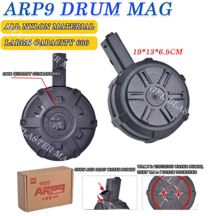 All nylon material ARP9 Drum Mag Can Hold 1000 Gel Bullets motorized