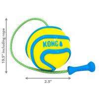 Kong  Wavz Ball with Rope :M ของเล่นสุนัข ขนาด 2.5"นิ้ว บอลยางหนา เด้งๆ มีเชือกพร้อมที่จับ