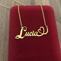 【LZ】✕  Nome personalizado Colares com coração Vintage Letter Choker Colares para mulheres e homens conjunto de jóias de casamento frete grátis