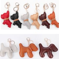 ◎﹉ Fashion PU Leather Dog Deer Animal KeyChain Women Handbag Car Keyring Lobster Clasp Key Chain Christmas Birthday Jewelry Gifts