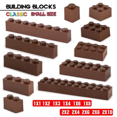 ✢✇ Building block 1X4 1X8 2X2 2X6 2X10 hole Brown brick basic accessories education creativity compatible brand building block toys