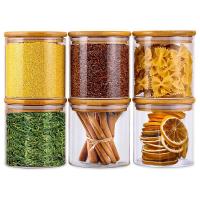 22Oz 6 Packs Glass Jars Set, Round Pantry Jars with Bamboo Lids, Food Storage Container Canisters for Home, Kitchen