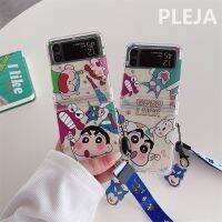 เคสสำหรับ Galaxy โทรศัพท์การ์ตูนน่ารักแฟชั่น Z พลิก4 3 Z Flip3 Zflip4 5G พร้อมสายคล้องมือน่ารักบานพับ