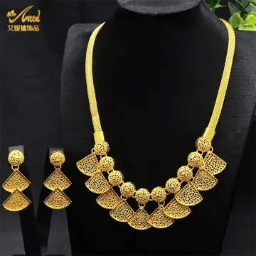 Gold necklace with earrings on sale price