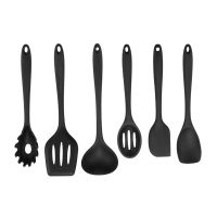 6Pcs Black Silicone Cooking Utensils Set Heat Resistant Kitchen Utensils Set Kitchen Nonstick Tools Spatula Ladle Spoon