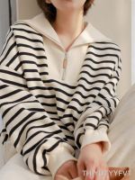 【hot】✎✾  Sweatshirts Striped Female Pullover Womens Clothing Sweaters 2023 New Fashion Loose Sleeves Top