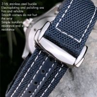 19mm 20mm Woven Nylon Watch Strap Black Blue Deployment Buckle Watch Band for Omega AT150 Seamaster 300 AQUA TERRA Braceletby Hs2023