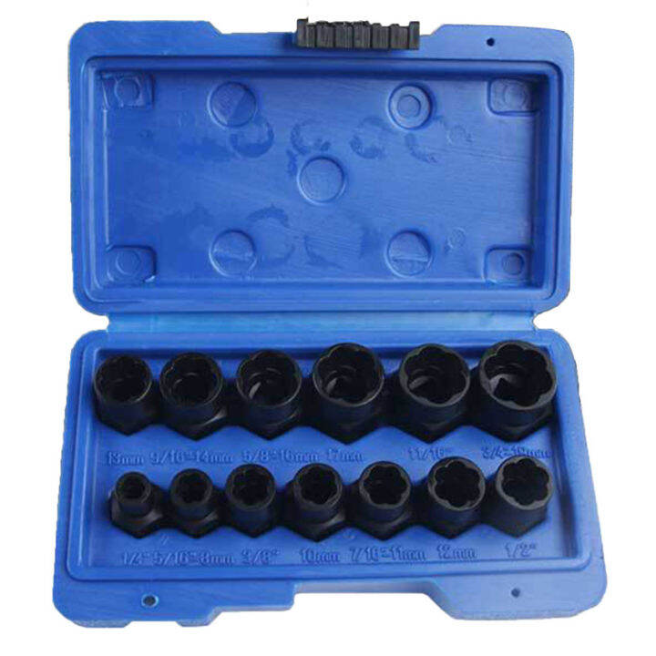 13 Piece Nut Extractor Socket Impact Bolt Nut Screw Remover Tool Set