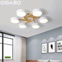 OSABO โคมไฟระย้า Led ห้องนั่งเล่นสไตล์ไฟเพดานทำจากไม้แบบนอร์ดิกทันสมัยเรียบง่ายมาการองโคมไฟติดเพดานโคมไฟห้องนอนสีโทนอุ่นสร้างสรรค์อุปกรณ์ติดตั้งน้ำหนักเบาไม้เนื้อแข็ง