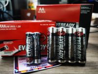 EVEREADY Super Heavy Duty Carbon Zinc ถ่าน ไซส์ AA (R6) / AAA (R03) 1.5V  แท้ประกันศูนย์-ถ่านตราแมว 9 ชีวิต