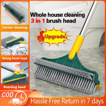 Floor Brush Scrubber with Long Handle, Premium Rotating Bathroom Kitchen Crevice  Cleaning Brush