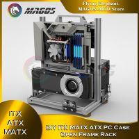 ตู้สำหรับนักเล่นเกมแบบทำมือเปิด Casing PC ITX MATX กรอบอะลูมิเนียมสร้างสรรค์เดสก์ท็อปคีย์บอร์ดเกม ATX ทาวเวอร์แร็คแชสซี