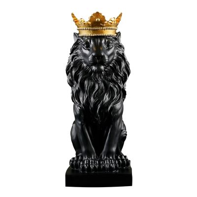 Abstract Crown Lion Statue Home Office Bar Male Lion Faith Resin Sculpture Crafts Animal Art Decor Ornaments