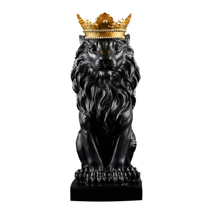 Abstract Crown Lion Statue Home Office Bar Male Lion Faith Resin Sculpture Crafts Animal Art
