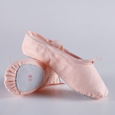 รองเท้าเต้นรำเต้นรำสำหรับผู้หญิง,รองเท้าผ้าใบส้นแบนเต้นรำการเต้นบัลเลต์ด้วยปลายเท้า Sandal Empuk นักบัลเล่ต์ Zapatos De Baile