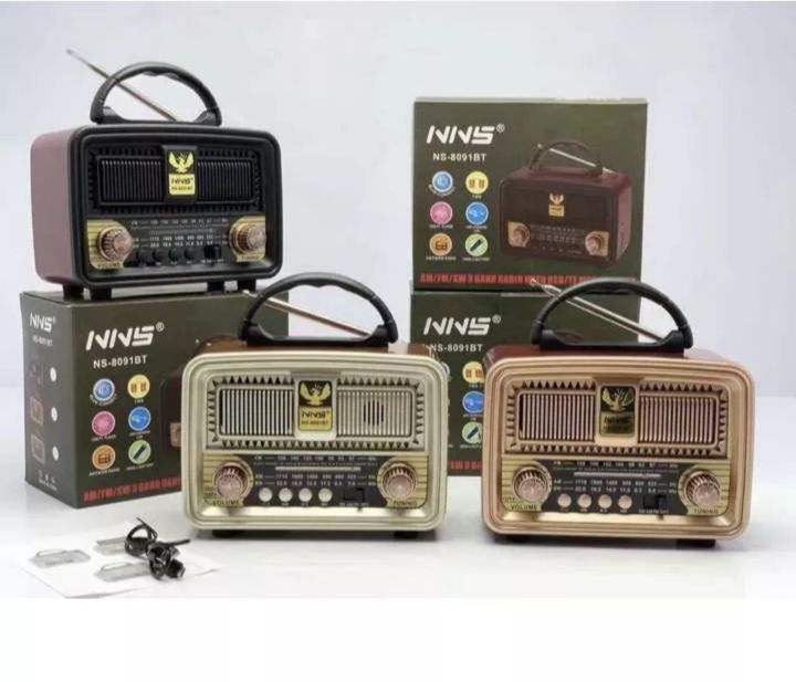 วิทยุบลูธูท-ทรงคลาสสิค-ns-8091bt-รับฟังfm-am-sw-เชื่อมต่อ-bluetooth-mp3-tf-card-พร้อมสายชาร์ท-พกพาสะดวก-วิทยุวินเทจ-วิทยุพกพา-vintage-วิทยุโบราณ