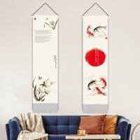 【CW】❀  national style Chinese koi fish bamboo hanging painting wall tapestry printing home decorative cloth hangi