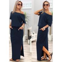 fgjre335 ขายดีที่สุด - / ผู้หญิงขายร้อน Boho Maxi D Ress เซ็กซี่ฤดูร้อนแขนสั้นด้าน Slit หลวมค่ำพรรคยาวชายหาดแต่งตัวด้วยกระเป๋า Vestidos