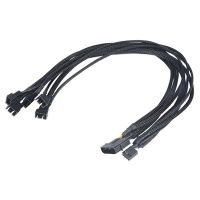 Black Net Sleeved IDE Molex to 4-Pins PWM CPU Case Cooling Fan Splitter Hub Power Adapter Cable, Molex to PWM