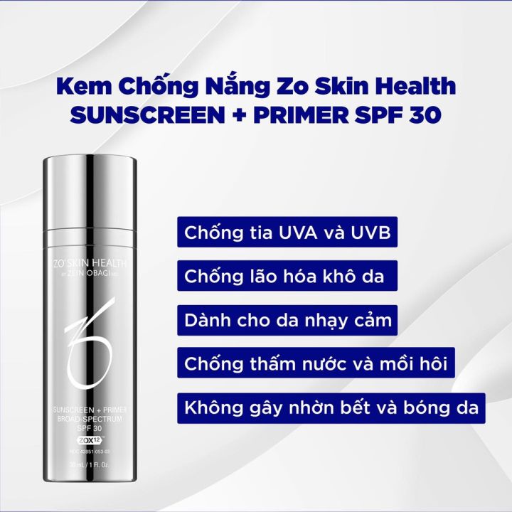 Zo Skin Health Sunscreen + Primer SPF 30 30ml - Kem chống nắng phổ rộng (  HÀNG CÔNG TY ) | Lazada.vn