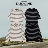 Urthe - เสื้อโปโล แขนสั้น ลายทาง รุ่น DUO LINE POLO