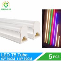 GreenEye 5ชิ้น/ล็อตแบบบูรณาการ LED แสง T5 220โวลต์0.3เมตร6วัตต์/0.6เมตร11วัตต์โคมไฟ T5 LED เย็นสีขาวอบอุ่นเรืองแสงไฟนีออน10วัตต์